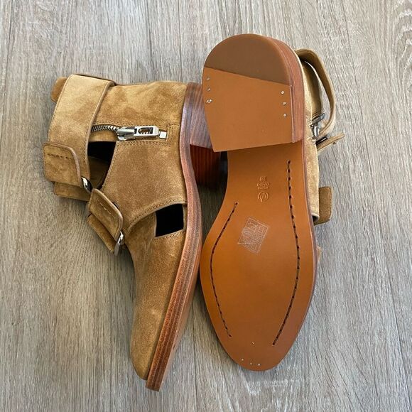 RARE NWT 3.1 PHILLIP LIM Addis Cutout Suede Leather Buckle Boot Tan Oak, Size 38 - Picture 8 of 12